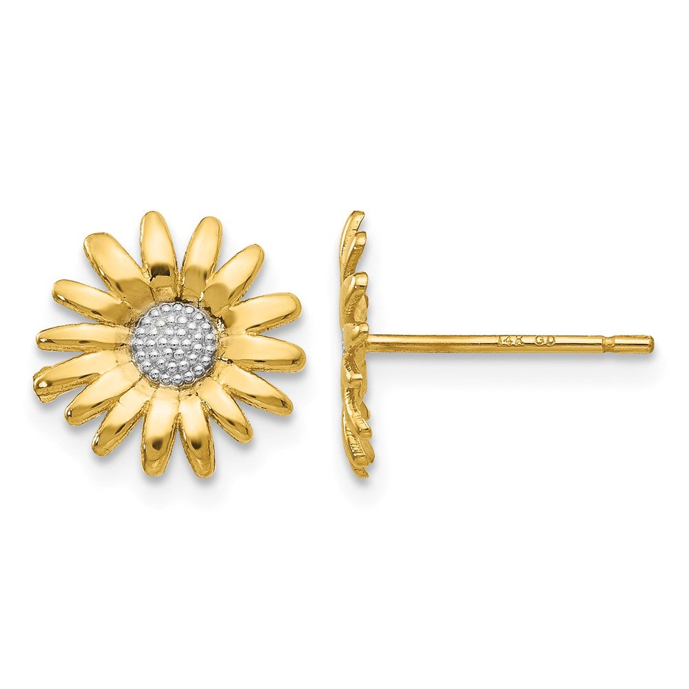 14k & Rhodium Mini Daisy Post Earrings
