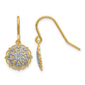 14k & Rhodium Polished and Textured Dangle Earrings
