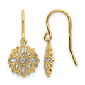 14k & Rhodium D/C Polished Fancy Dangle Earrings