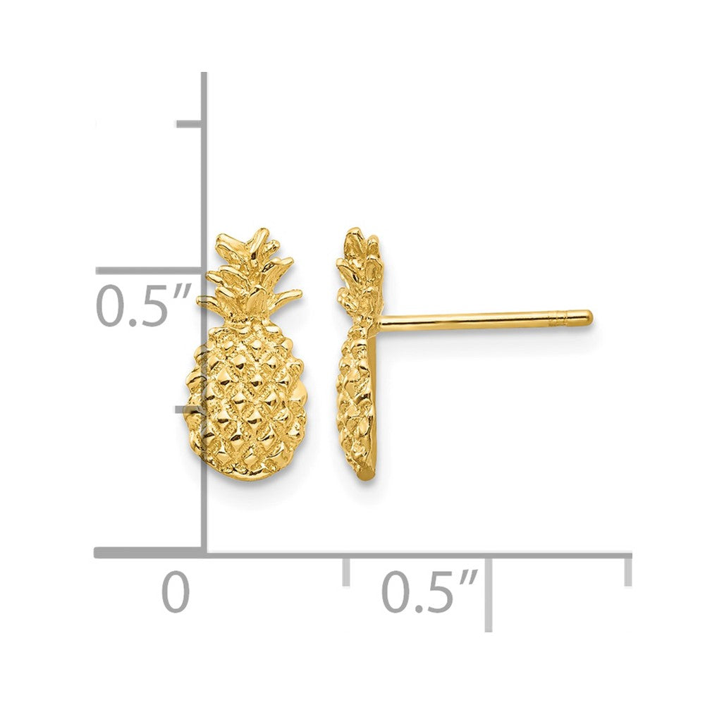 14K Polished and Textured Pineapple Post Earrings