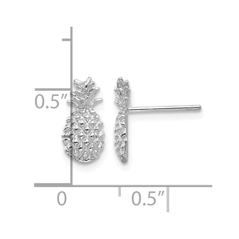 14K White Gold Polished and Textured Pineapple Post Earrings