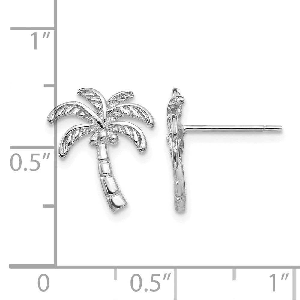 14k White Gold Palm Tree Post Earrings