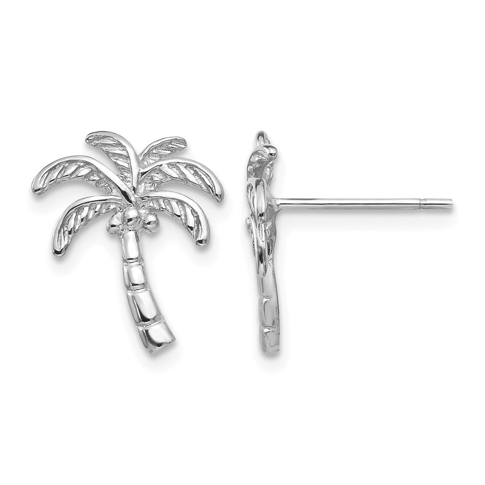 14k White Gold Palm Tree Post Earrings