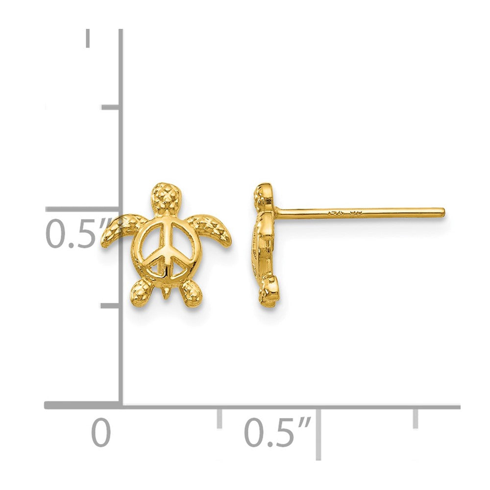 14k Peace Turtle Post Earrings