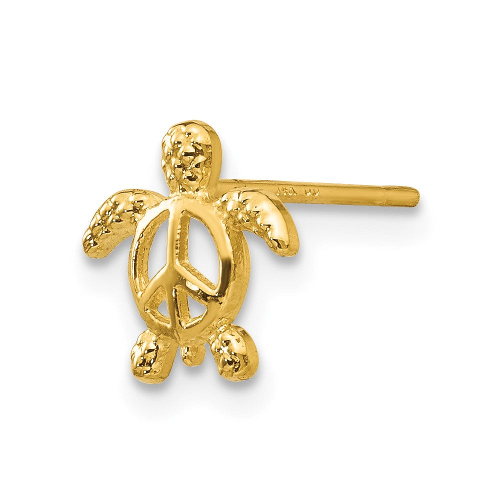 Single 14k Peace Turtle Post Earring