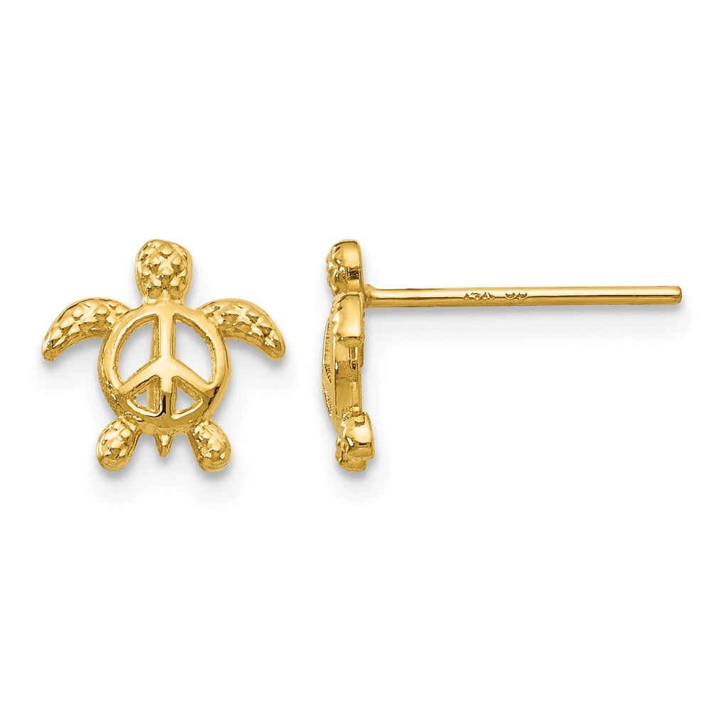 14k Peace Turtle Post Earrings