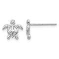 14k White Gold Peace Turtle Post Earrings