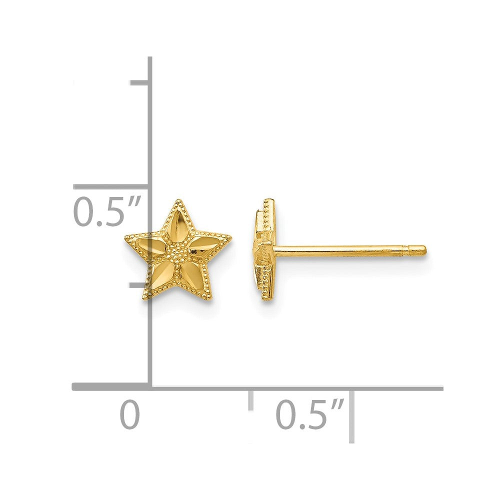 14k Polished and D/C Star Post Earrings
