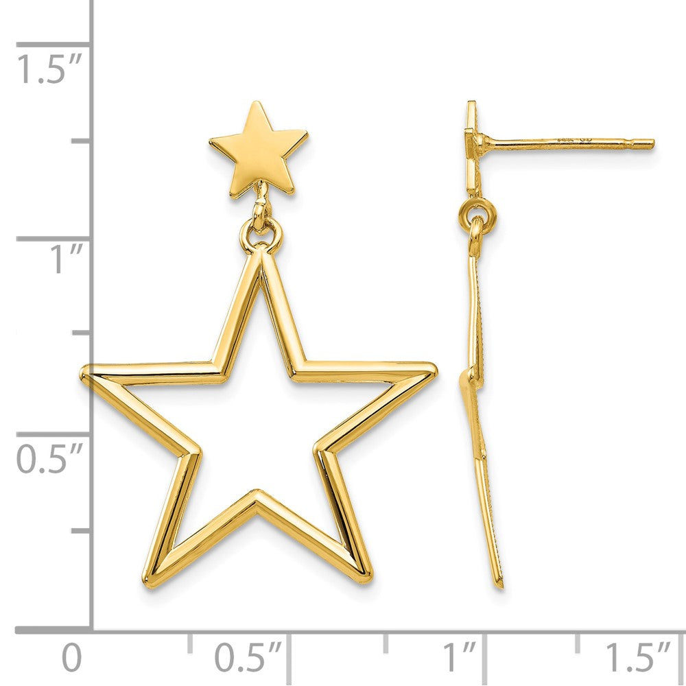 14k Star Dangle Post Earrings