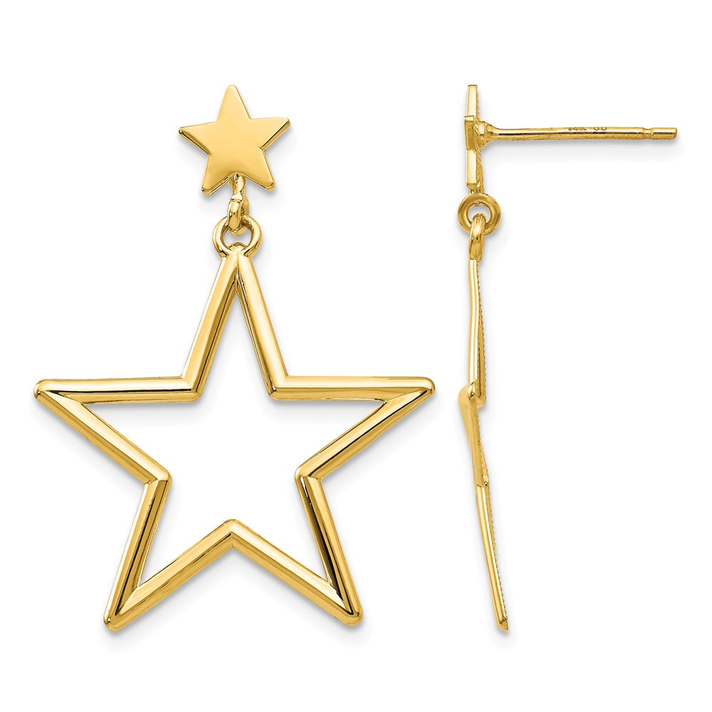 14k Star Dangle Post Earrings