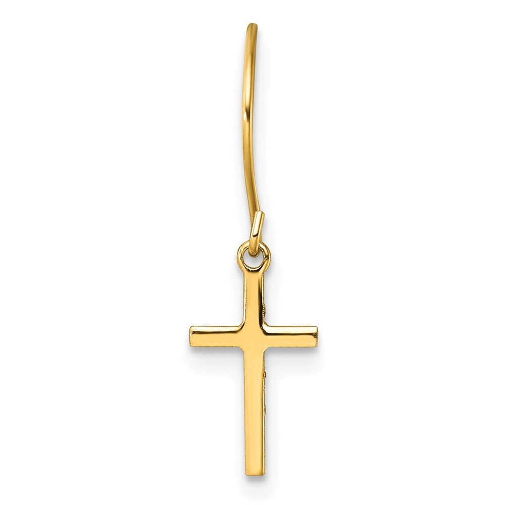 Single 14k Dangle Cross Shepherd Hook Earring