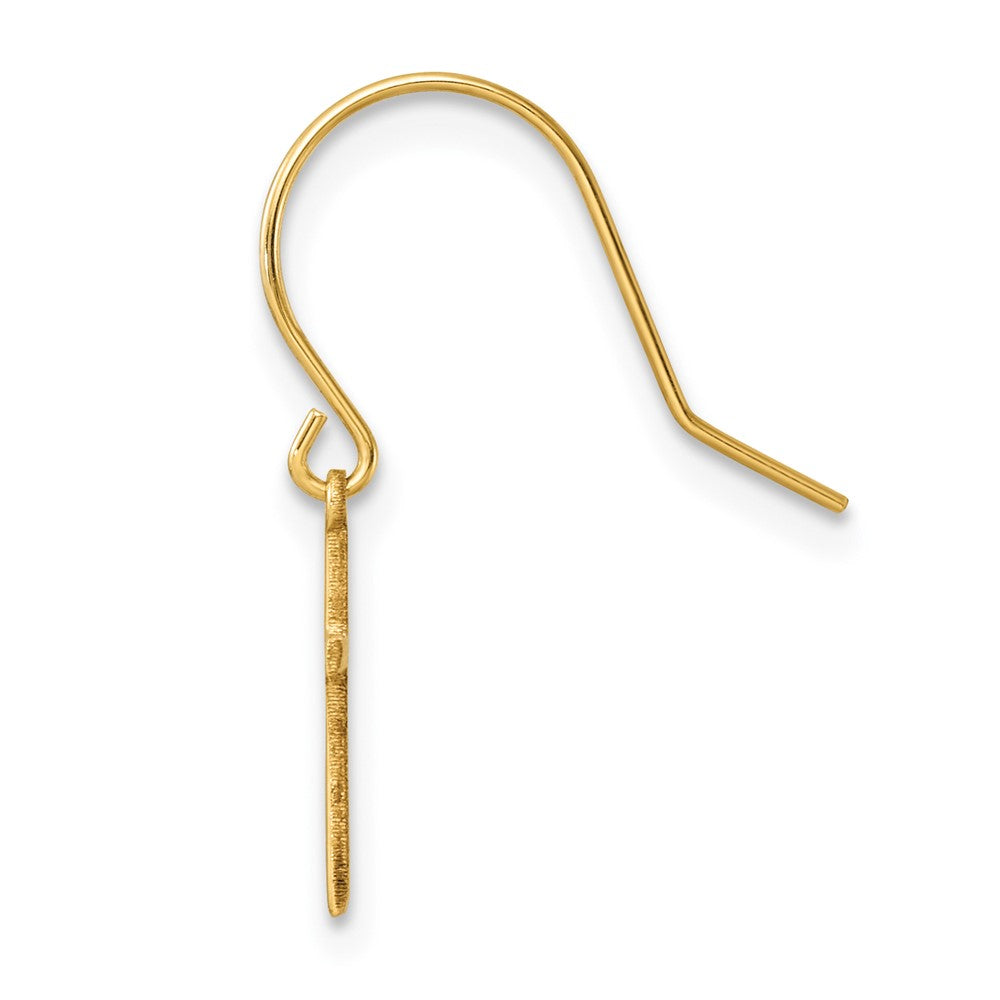 Single 14k Dangle Cross Shepherd Hook Earring
