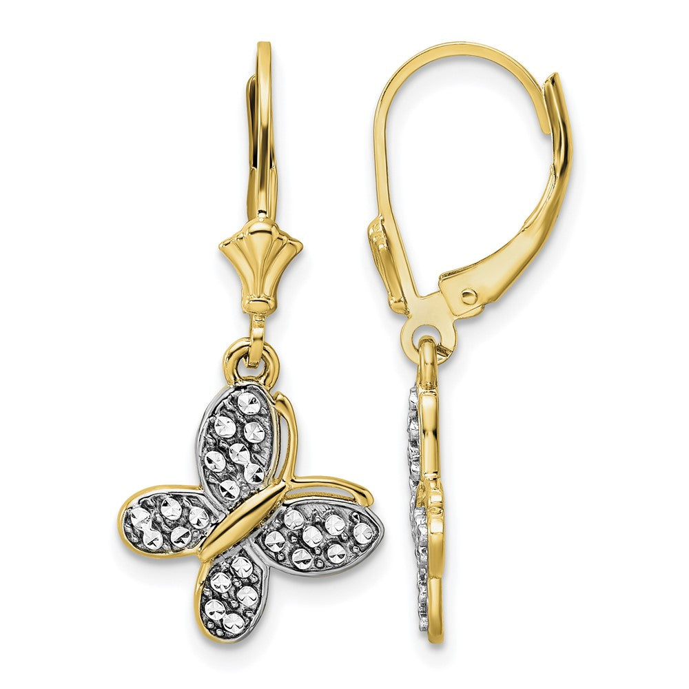 14k & White Rhodium D/C Fancy Butterfly Earrings