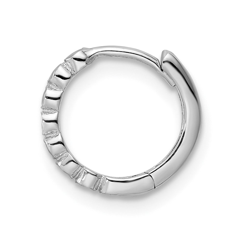 Single 14k White Gold Diamond-cut 2x12mm Hinged Hoop Earring