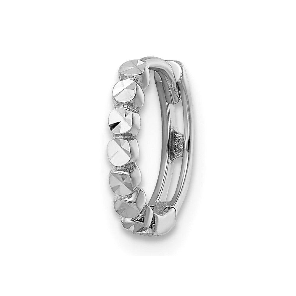 Single 14k White Gold Diamond-cut 2x12mm Hinged Hoop Earring