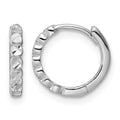 14k White Gold Diamond-cut 2x12mm Hinged Hoop Earrings