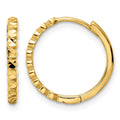 14k Diamond-cut 2x16mm Hinged Hoop Earrings