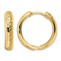 14k Polished Textured 3x15mm Hinged Hoop Earrings
