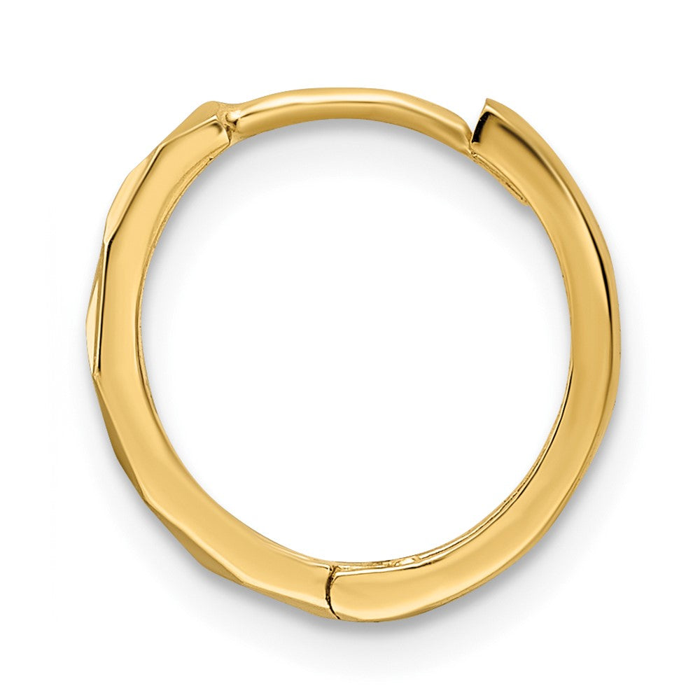 Single 14k Polished Faceted 2x14mm Hinged Hoop Earring