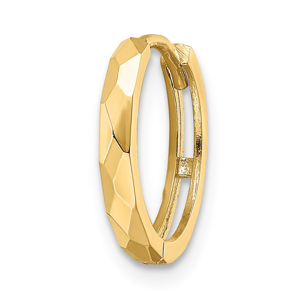 Single 14k Polished Faceted 2x14mm Hinged Hoop Earring