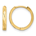 14k Polished Faceted 2x14mm Hinged Hoop Earrings