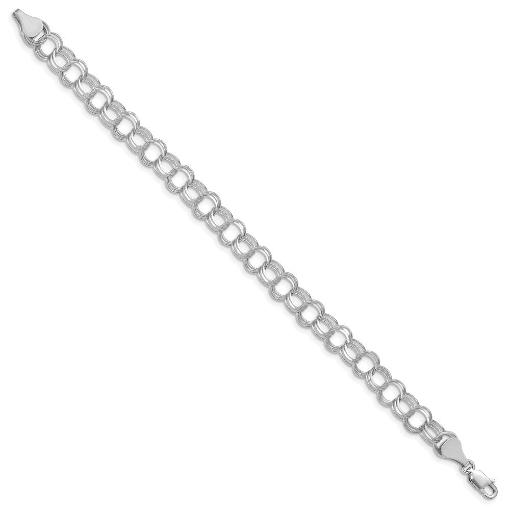 14k White Gold Triple Link Charm Bracelet
