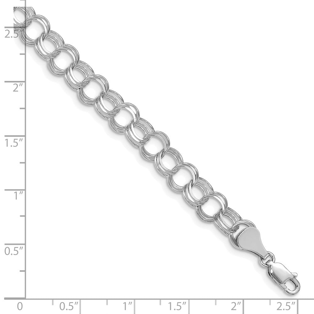 14k White Gold Triple Link Charm Bracelet