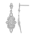 14k White Gold Diamond-cut Filigree Dangle Earrings
