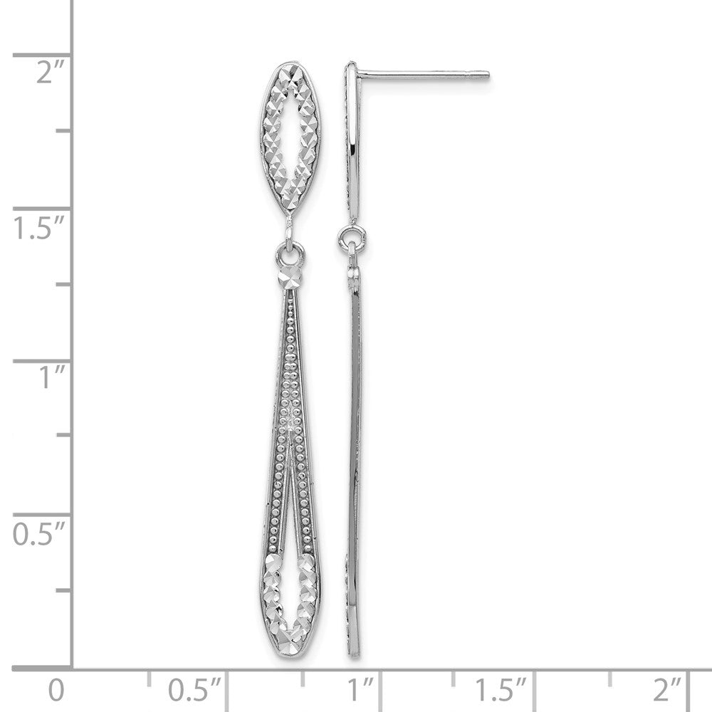 14k White Gold Diamond-cut Dangle Post Earrings