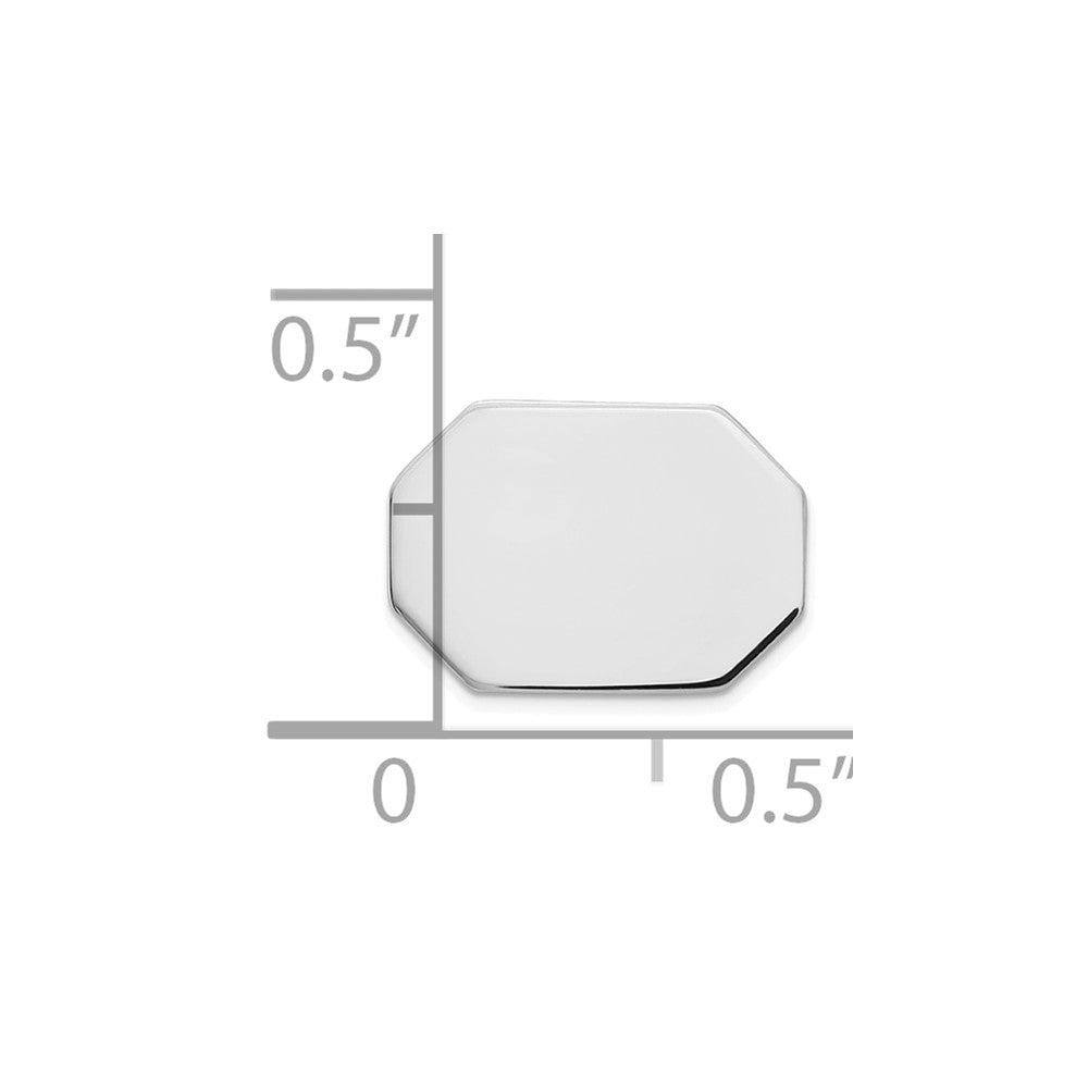 14K White Gold Men's Rectangular Octagon Tie Tac