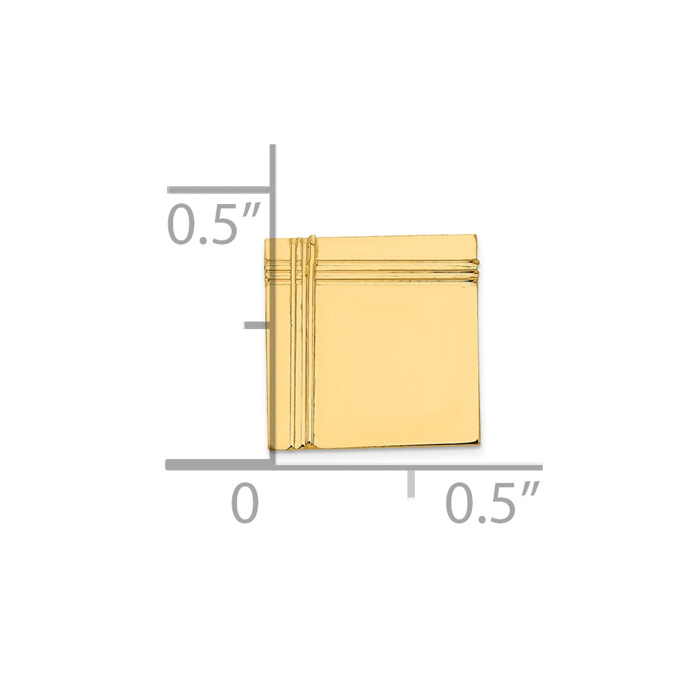 14k Men's Square with Line Design Tie Tac