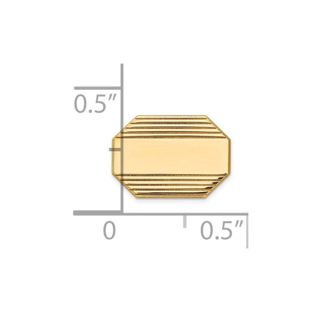 14k Men's Rectangular Octagon w/Line Design Tie Tac