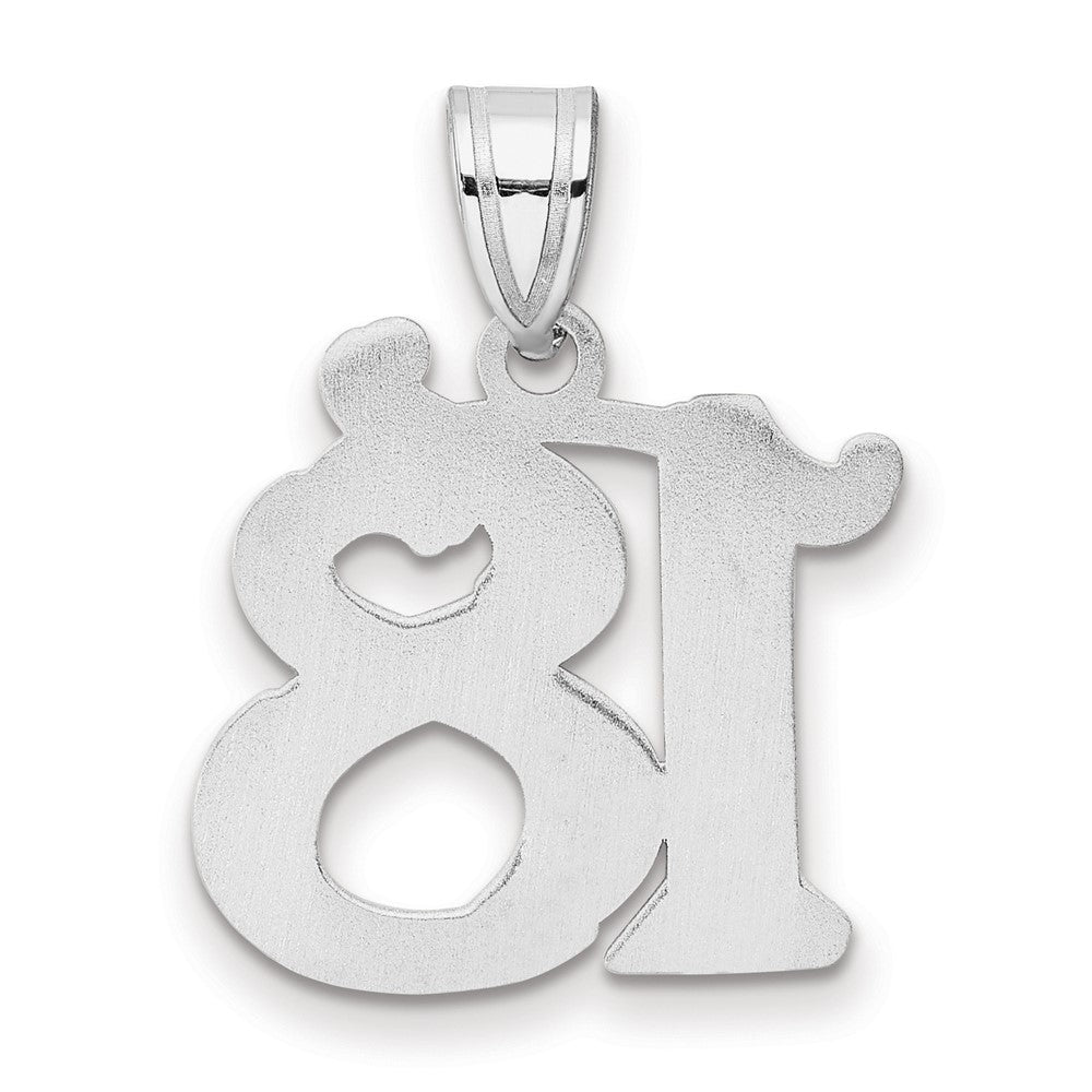 14kw Polished Etched Number 18 Pendant