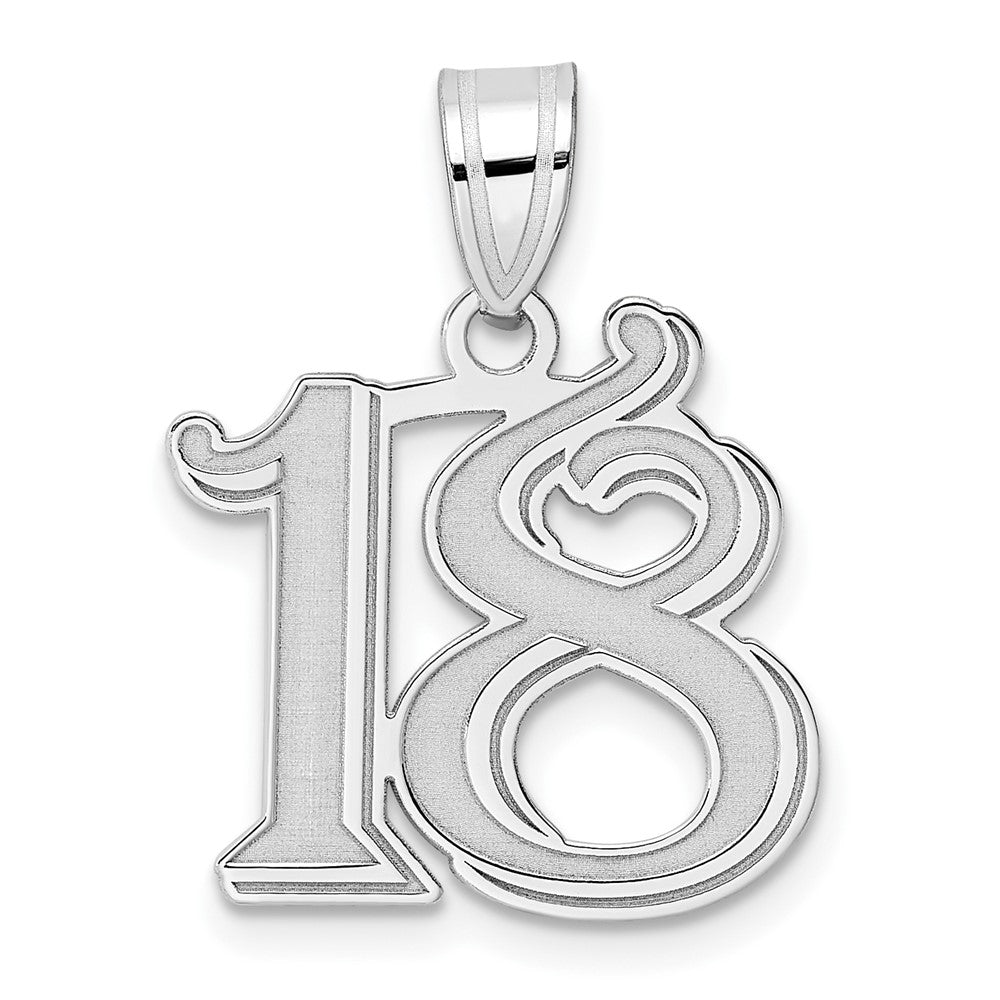 14kw Polished Etched Number 18 Pendant