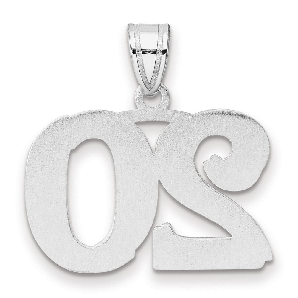 14kw Polished Etched Number 20 Pendant