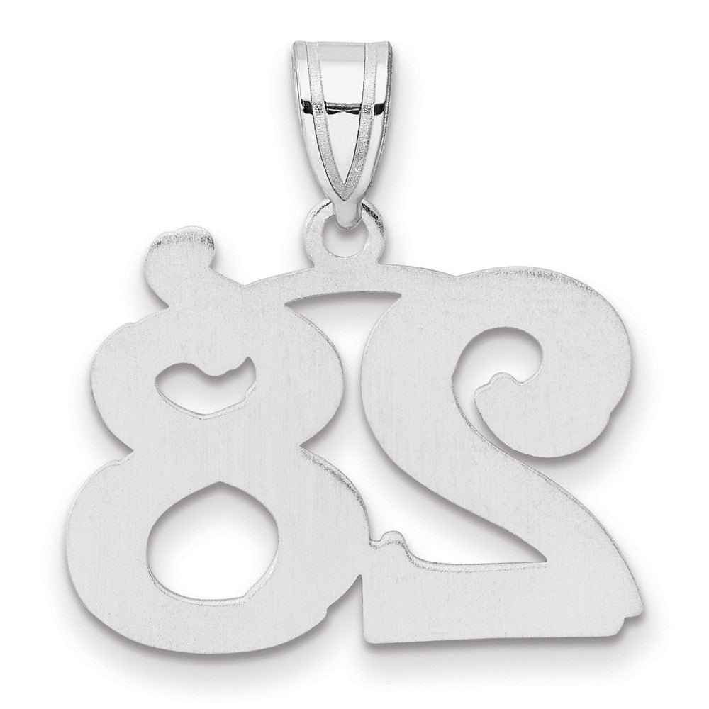 14kw Polished Etched Number 28 Pendant