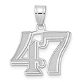 14kw Polished Etched Number 47 Pendant
