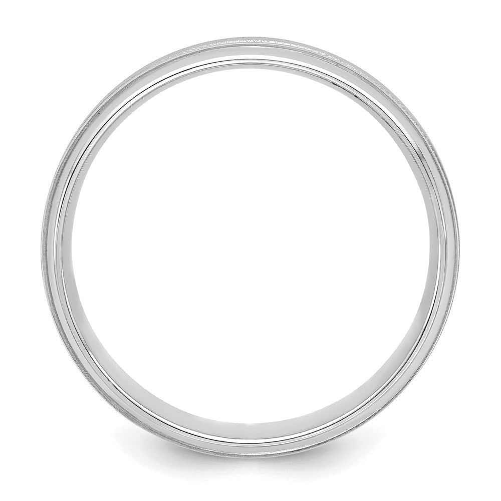 14k White Gold Standard Comfort Fit Brush Satin Fancy Band