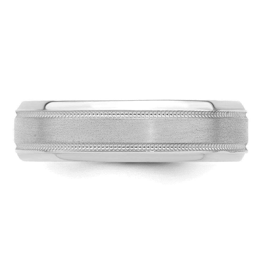 14k White Gold Light Comfort Fit Brush Satin Fancy Band
