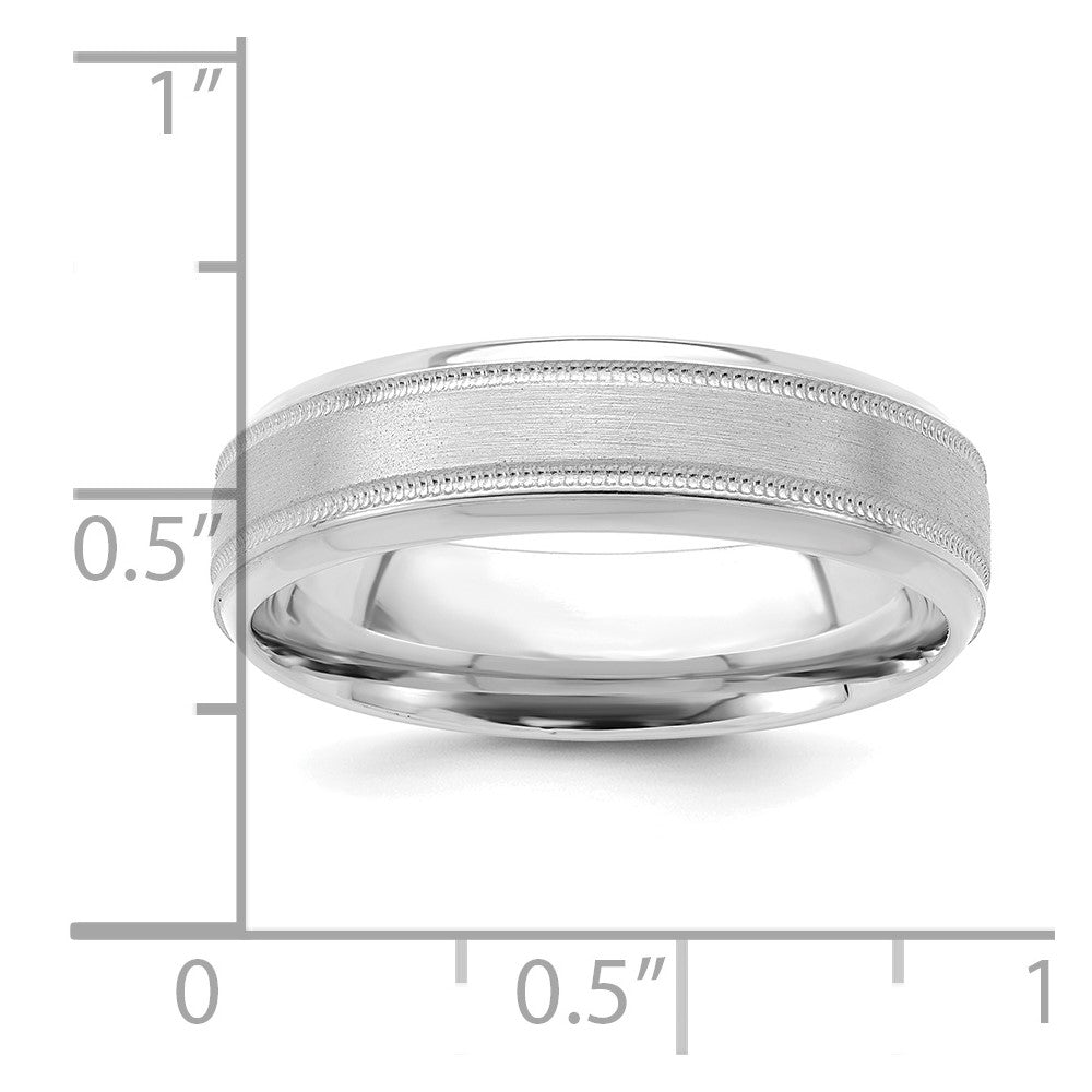 14k White Gold Light Comfort Fit Brush Satin Fancy Band