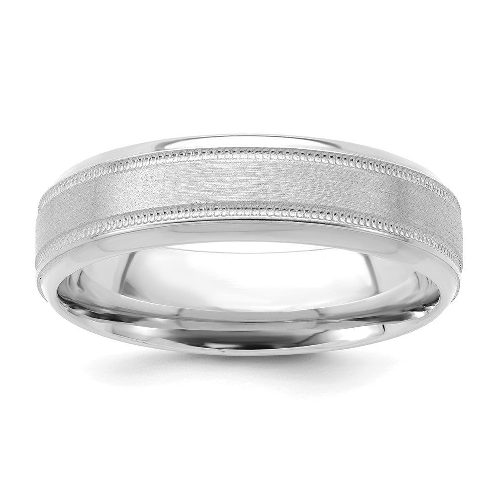 14k White Gold Heavy Comfort Fit Brush Satin Fancy Band