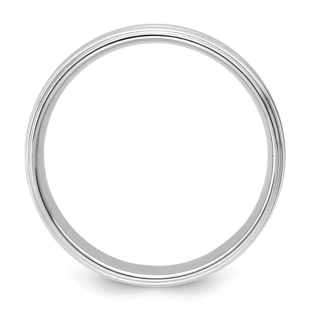 14k White Gold Standard Comfort Fit Brush Satin Fancy Band