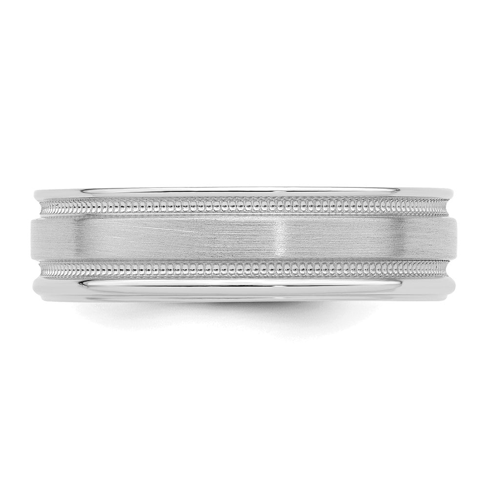 14k White Gold Standard Comfort Fit Brush Satin Fancy Band