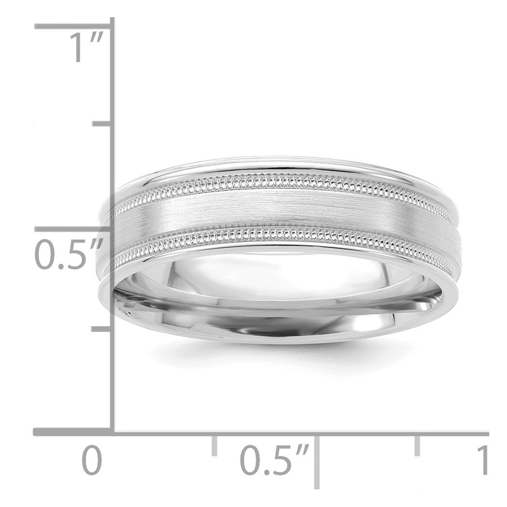14k White Gold Standard Comfort Fit Brush Satin Fancy Band