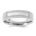 14k White Gold Heavy Comfort Fit Brush Satin Fancy Band