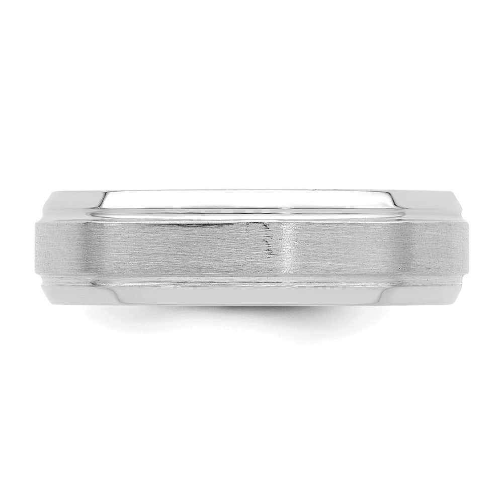 14k White Gold Light Comfort Fit Brush Satin Fancy Band