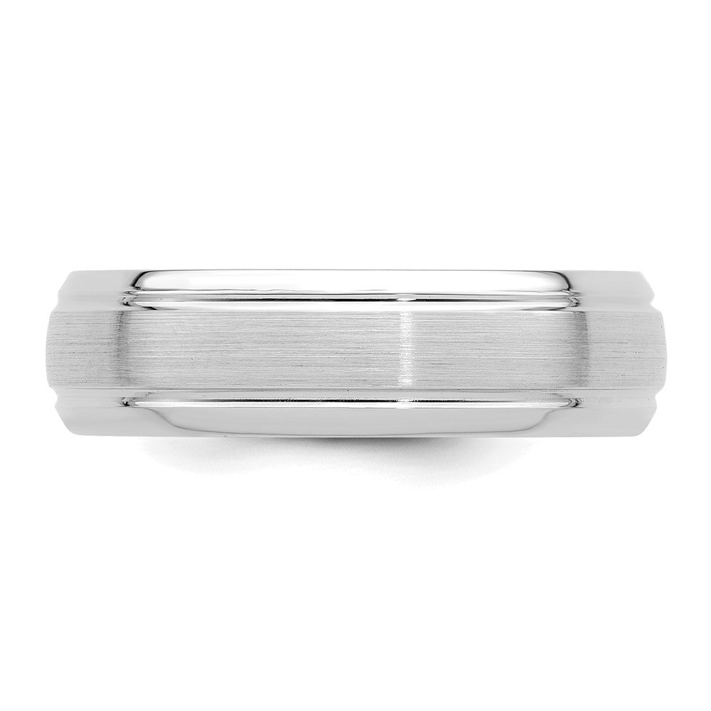 14k White Gold Light Comfort Fit Brush Satin Fancy Band