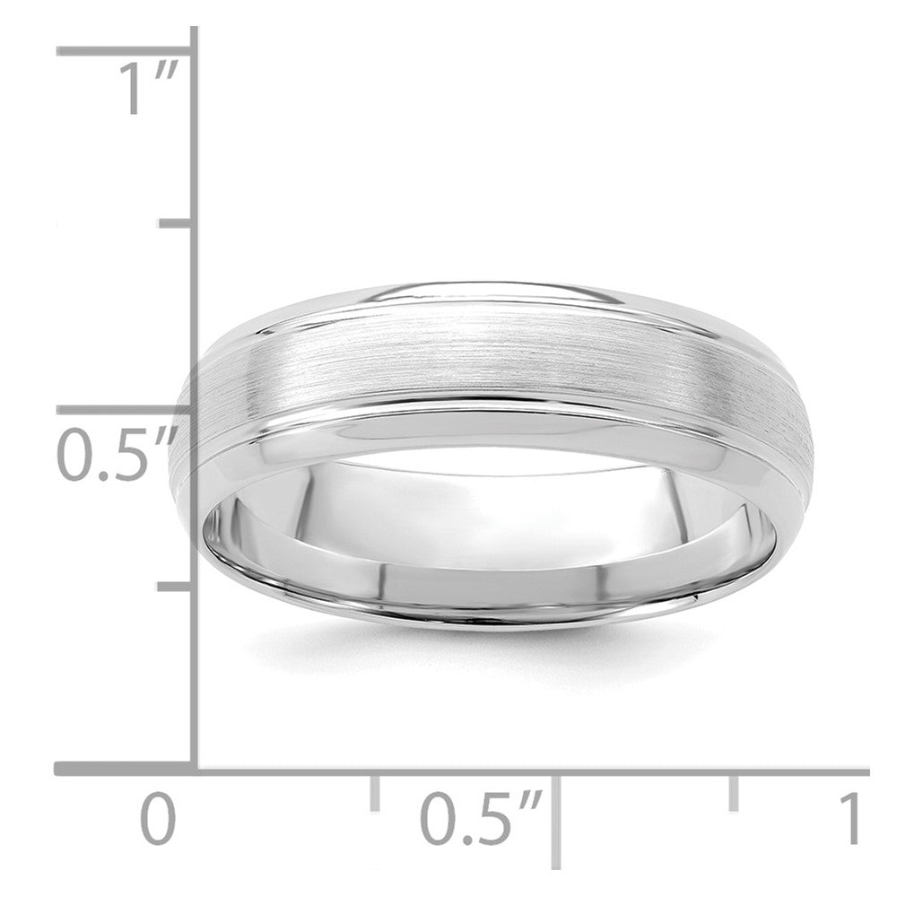 14k White Gold Standard Comfort Fit Brush Satin Fancy Band