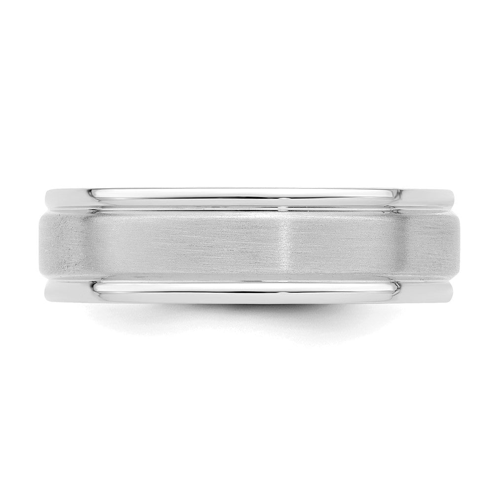 14k White Gold Standard Comfort Fit Brush Satin Fancy Band