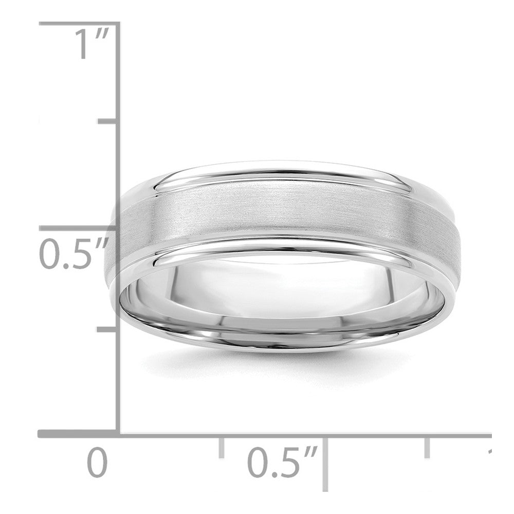 14k White Gold Light Comfort Fit Brush Satin Fancy Band